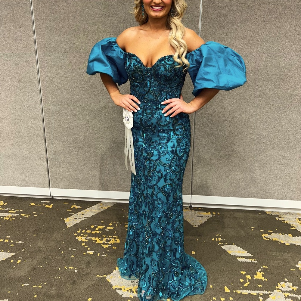 Sherri Hill Crossover Couture with Puff Sleeves